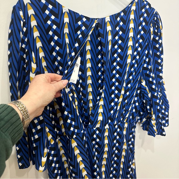 Anthropologie The Odell’s Marjorie Midi Geometric Blue Dress - Picture 6 of 8